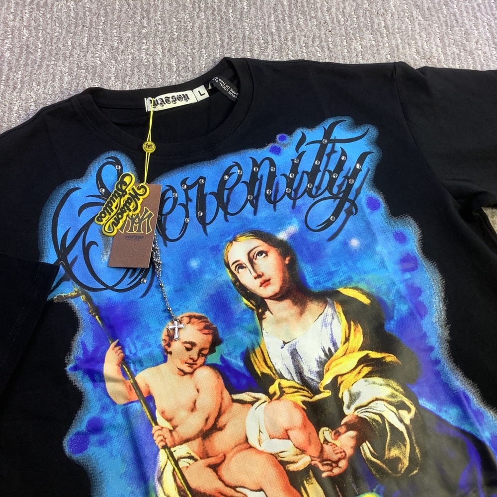 Watson Studios Serenity Short Sleeve Graphic Tee Black Rhinestone Size Large NWT